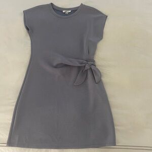Blue Cable and Gauge  Tie-Waist Dress